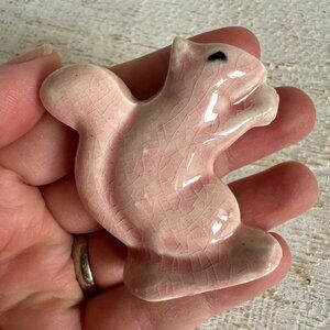 Vintage Pink Skinny Small Ceramic Squirrel Figurine